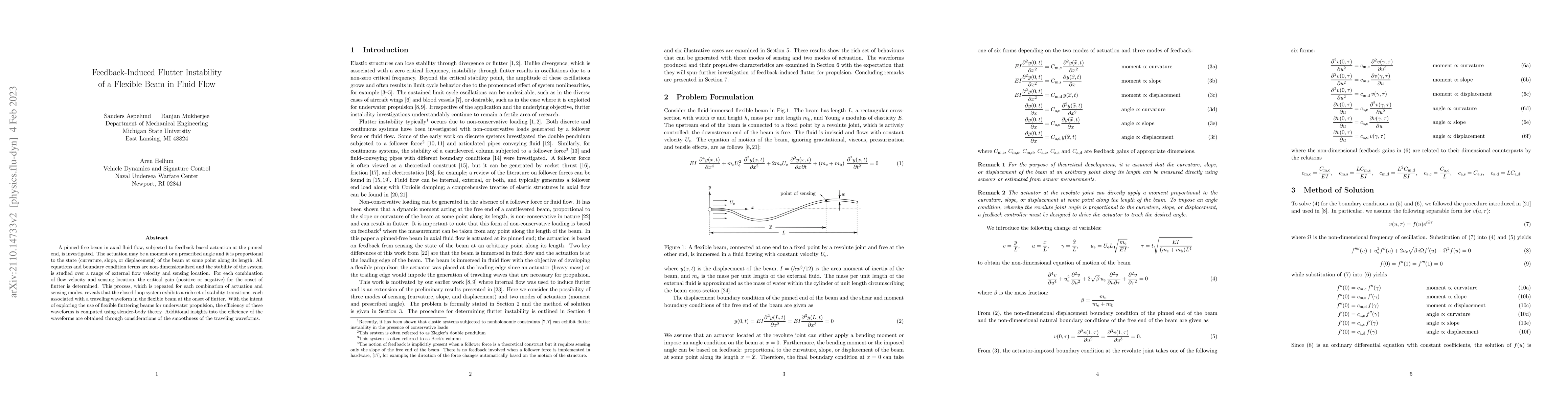 Thumbnail for Feedback-Induced Flutter Instability of a Flexible Beam in Fluid Flow