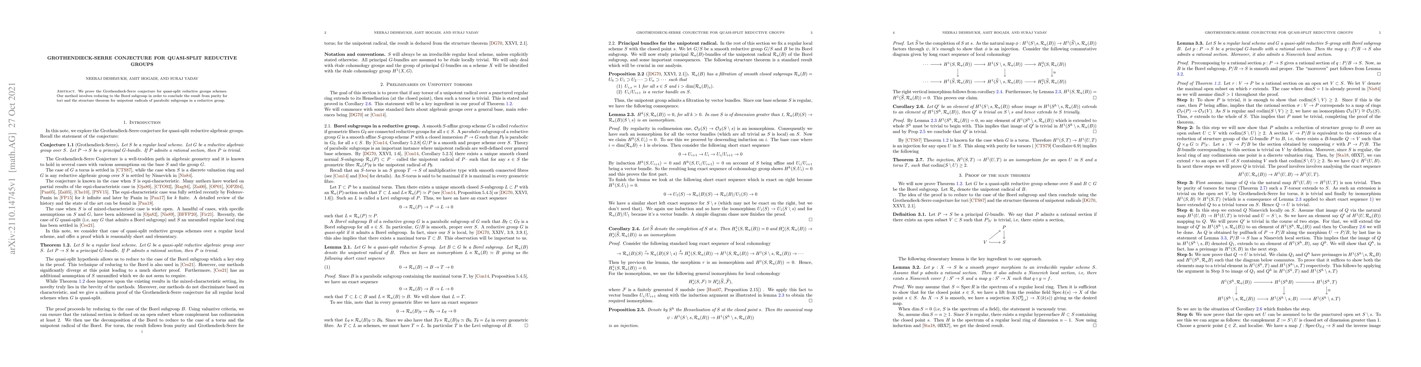 Thumbnail for Grothendieck-Serre Conjecture for Quasi-split Reductive Groups