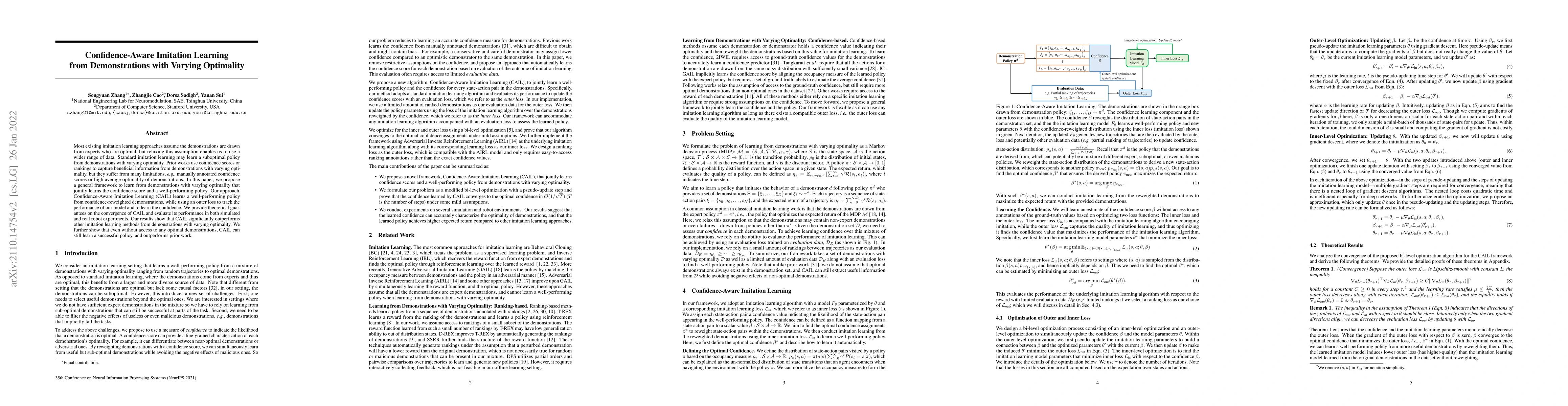 Thumbnail for Confidence-Aware Imitation Learning from Demonstrations with Varying
  Optimality