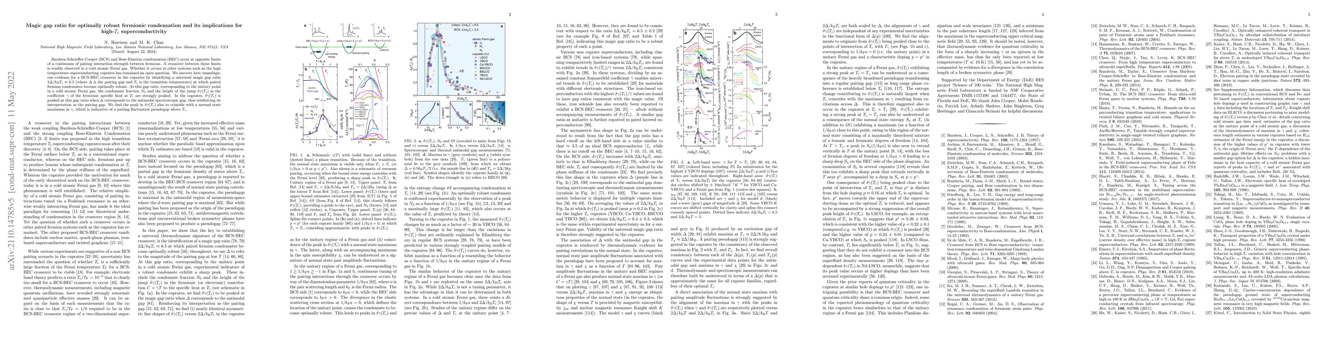Thumbnail for Magic gap ratio for optimally robust fermionic condensation and its
  implications for high-Tc superconductivity