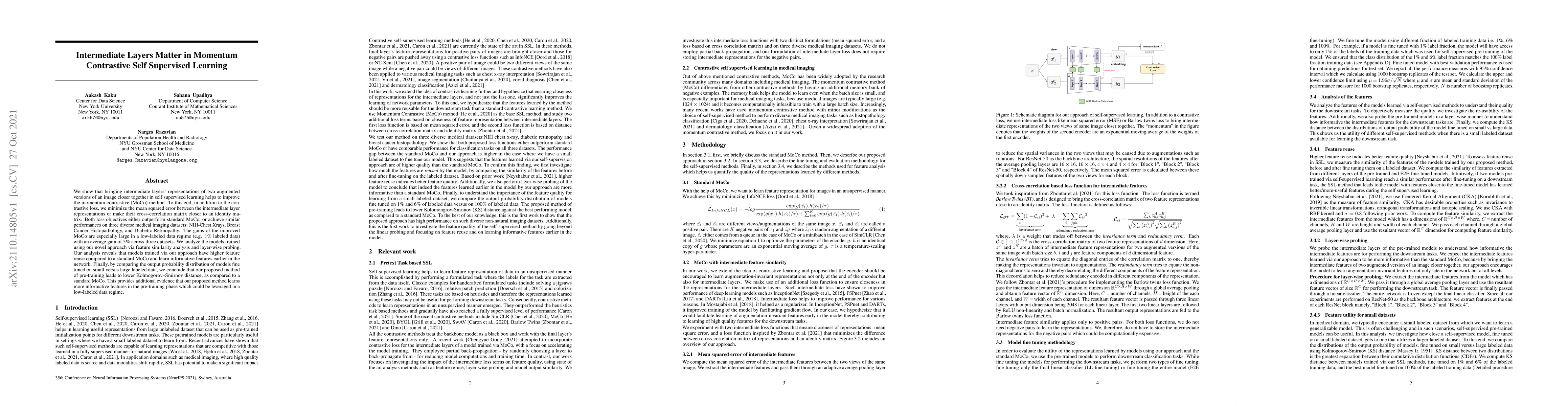 Thumbnail for Intermediate Layers Matter in Momentum Contrastive Self Supervised
  Learning