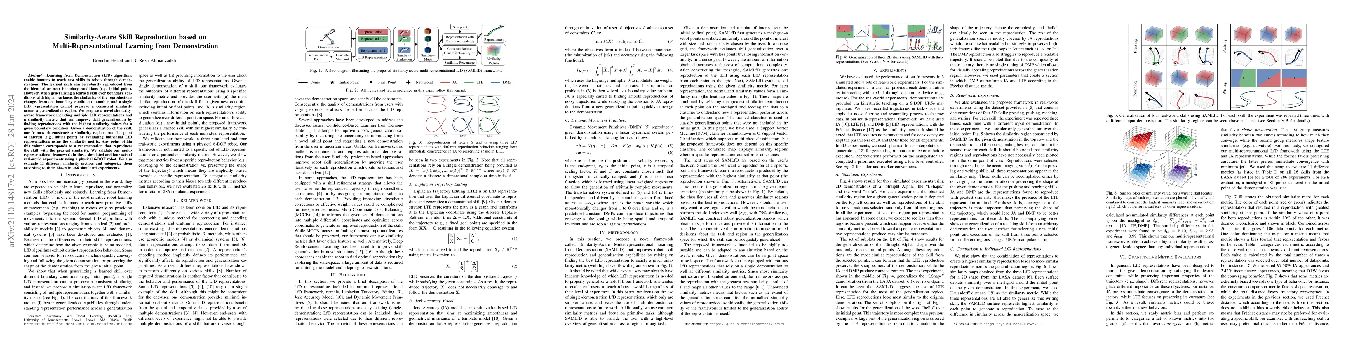 Thumbnail for Similarity-Aware Skill Reproduction based on Multi-Representational
  Learning from Demonstration