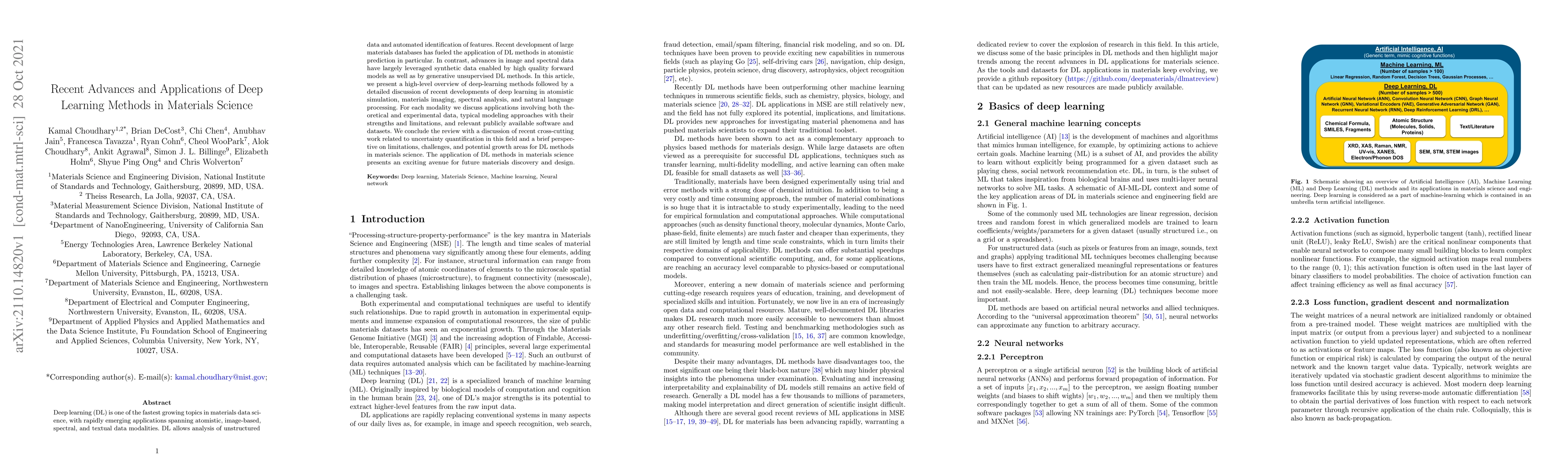Thumbnail for Recent Advances and Applications of Deep Learning Methods in Materials
  Science