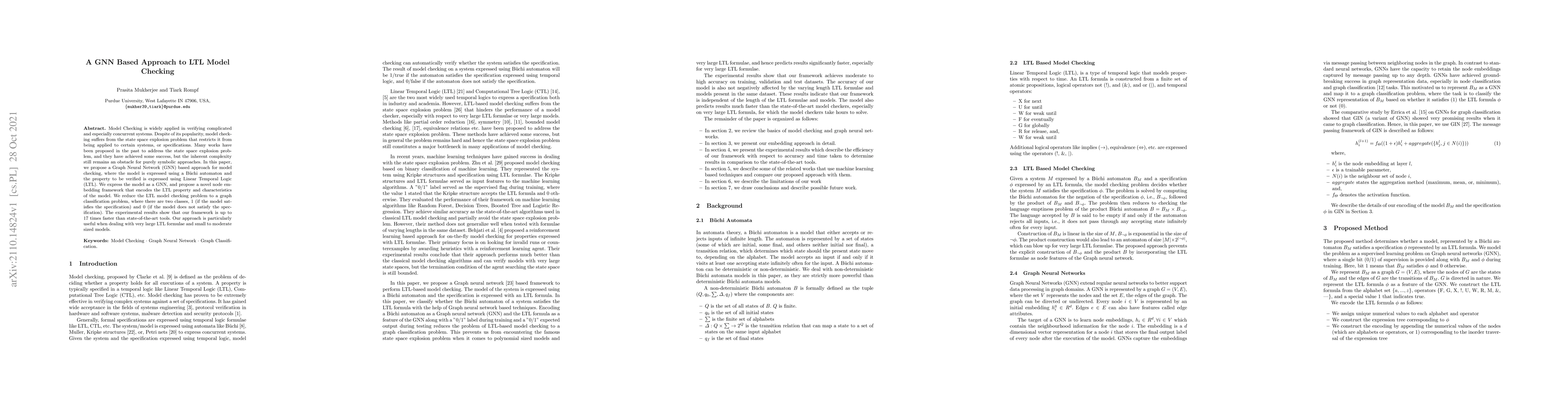 Thumbnail for A GNN Based Approach to LTL Model Checking