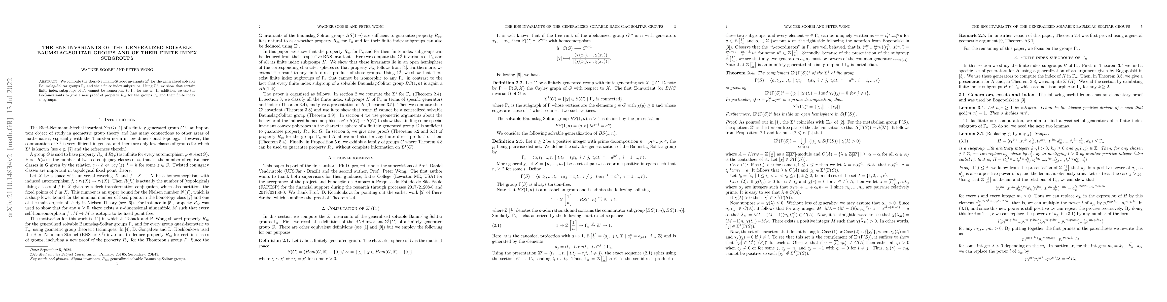 Thumbnail for The BNS invariants of the generalized solvable Baumslag-Solitar groups
  and of their finite index subgroups