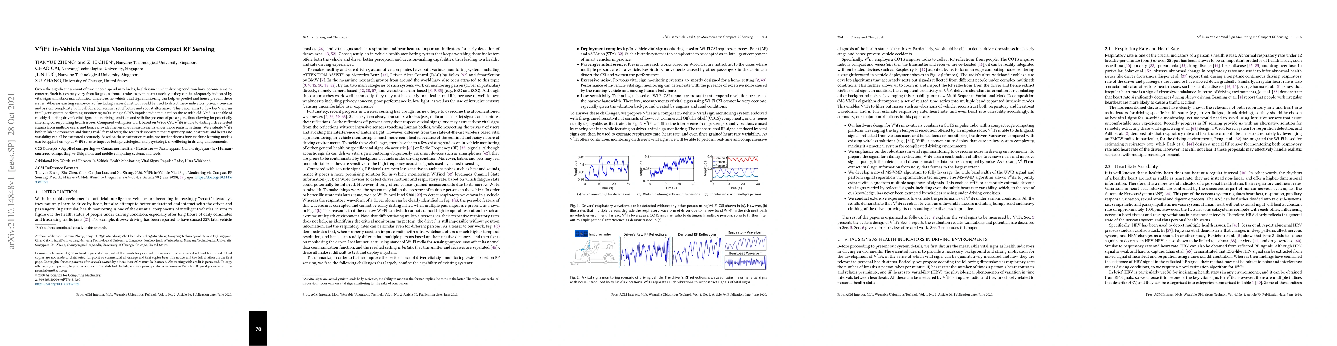 Thumbnail for V2iFi: in-Vehicle Vital Sign Monitoring via Compact RF Sensing