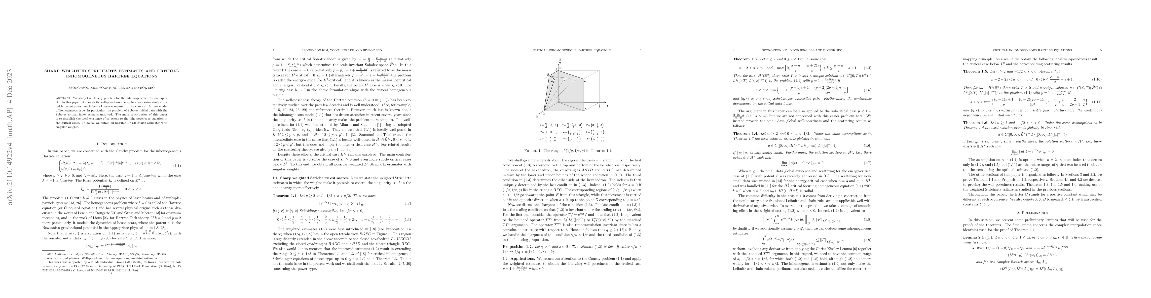 Thumbnail for Sharp weighted Strichartz estimates and critical inhomogeneous Hartree
  equations
