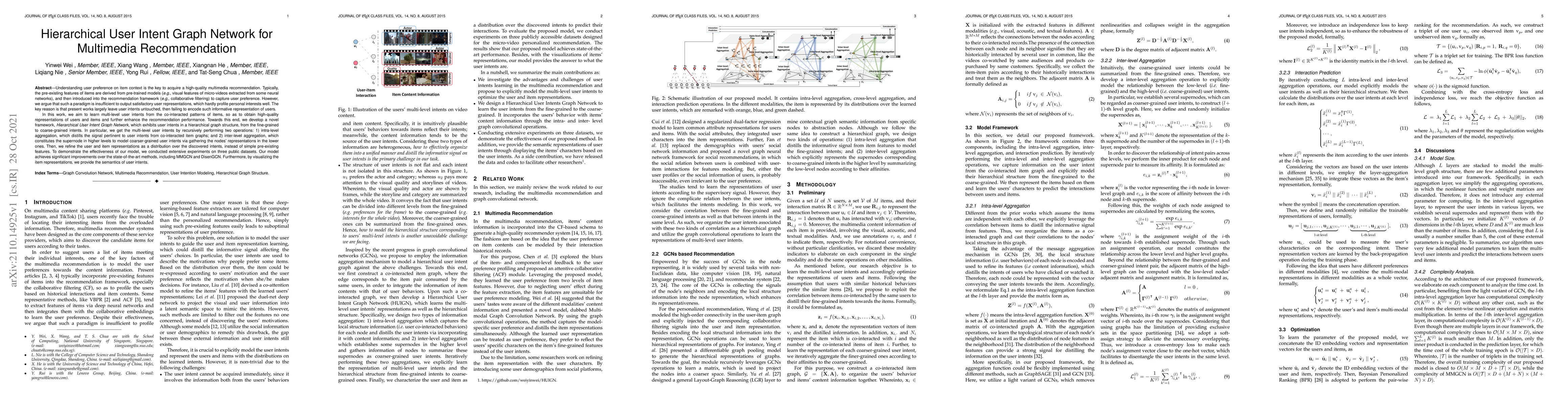 Thumbnail for Hierarchical User Intent Graph Network forMultimedia Recommendation