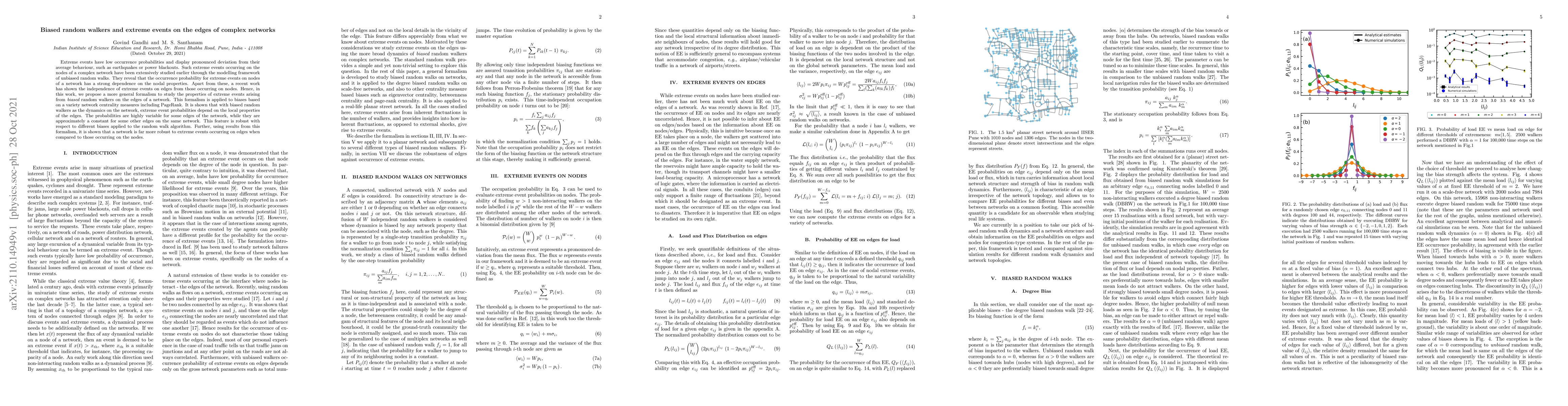 Thumbnail for Biased random walkers and extreme events on the edges of complex
  networks