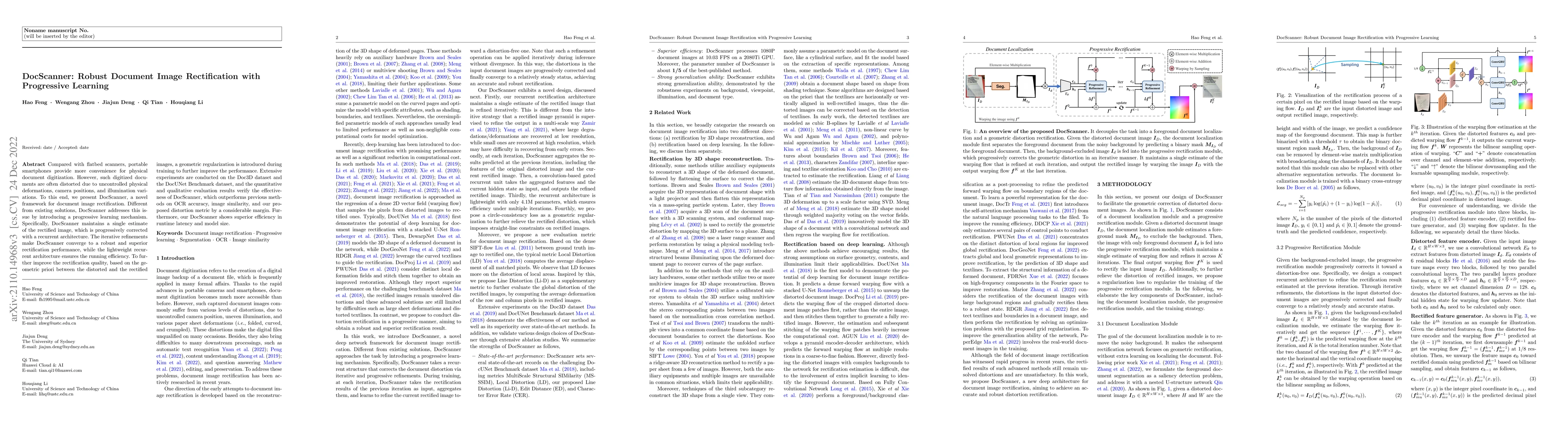Thumbnail for DocScanner: Robust Document Image Rectification with Progressive
  Learning