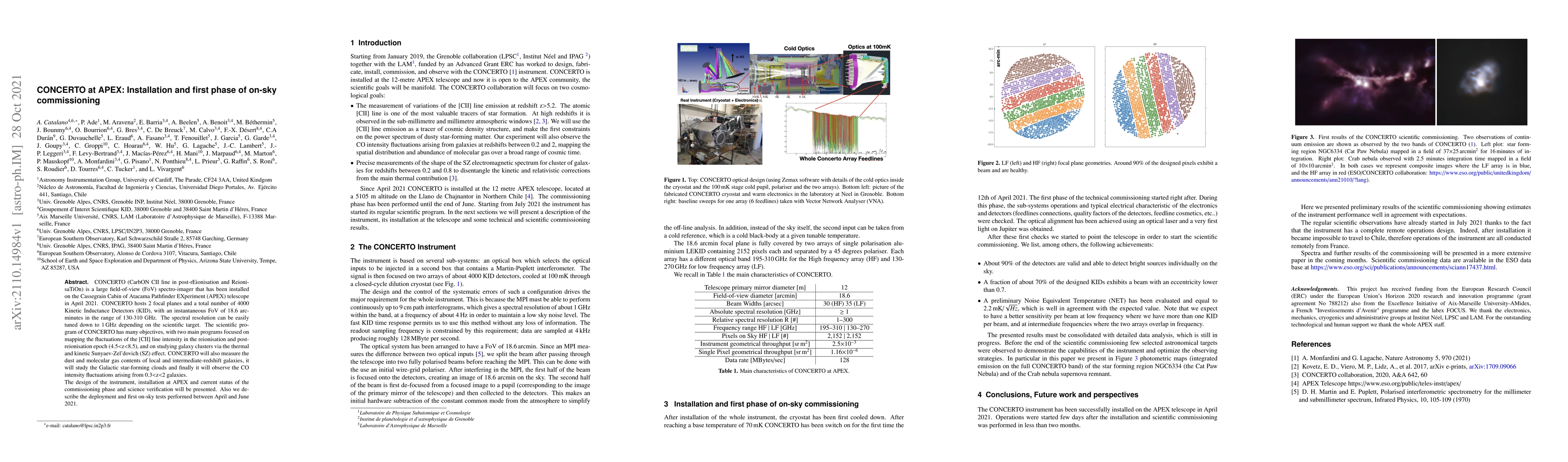 Thumbnail for CONCERTO at APEX: Installation and first phase of on-sky commissioning