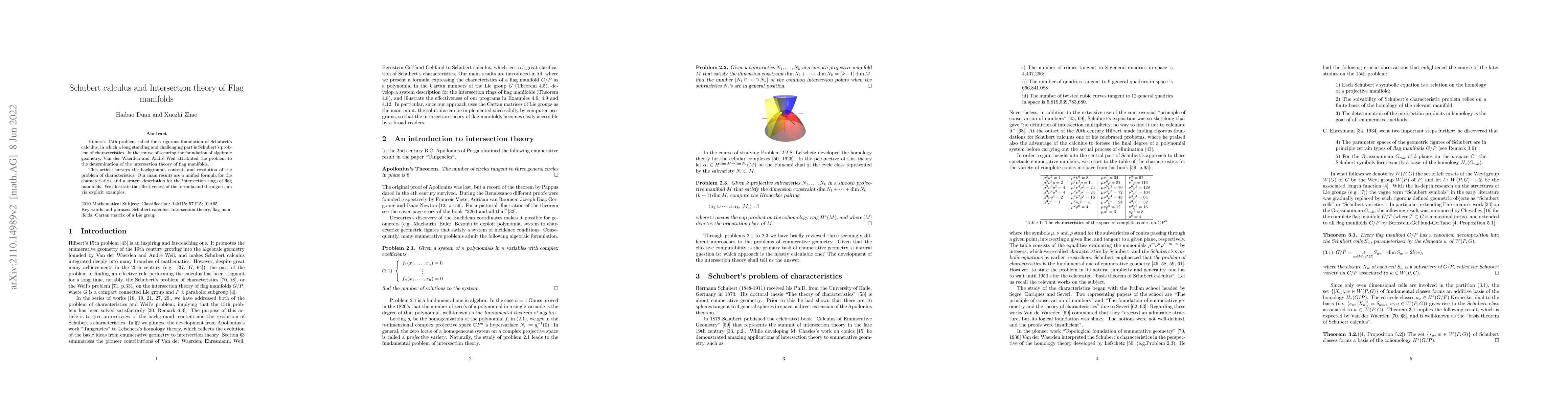 Thumbnail for Schubert calculus and Intersection theory of Flag manifolds