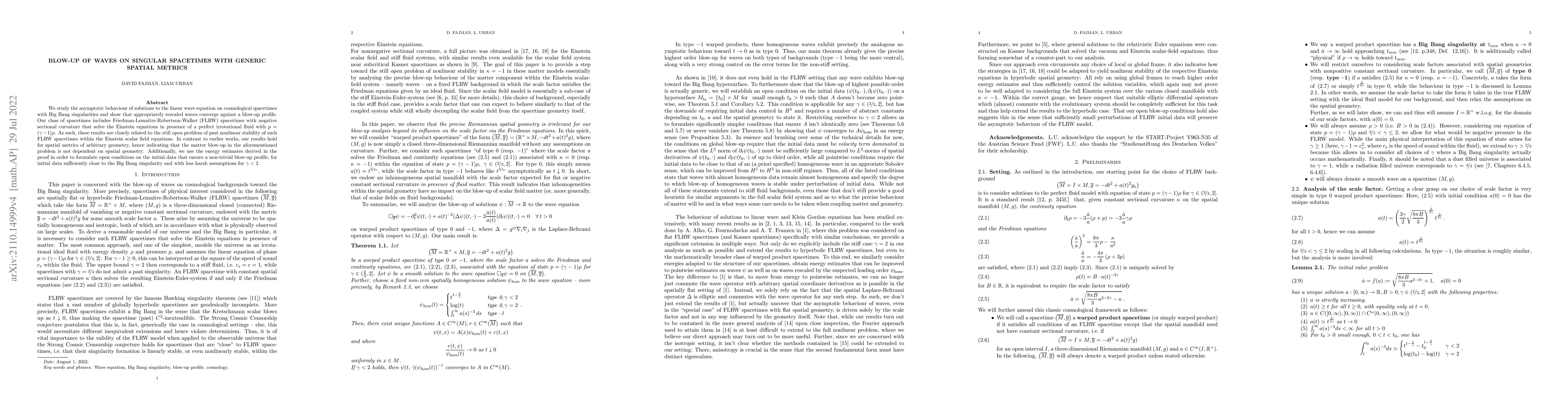 Thumbnail for Blow-up of waves on singular spacetimes with generic spatial metrics