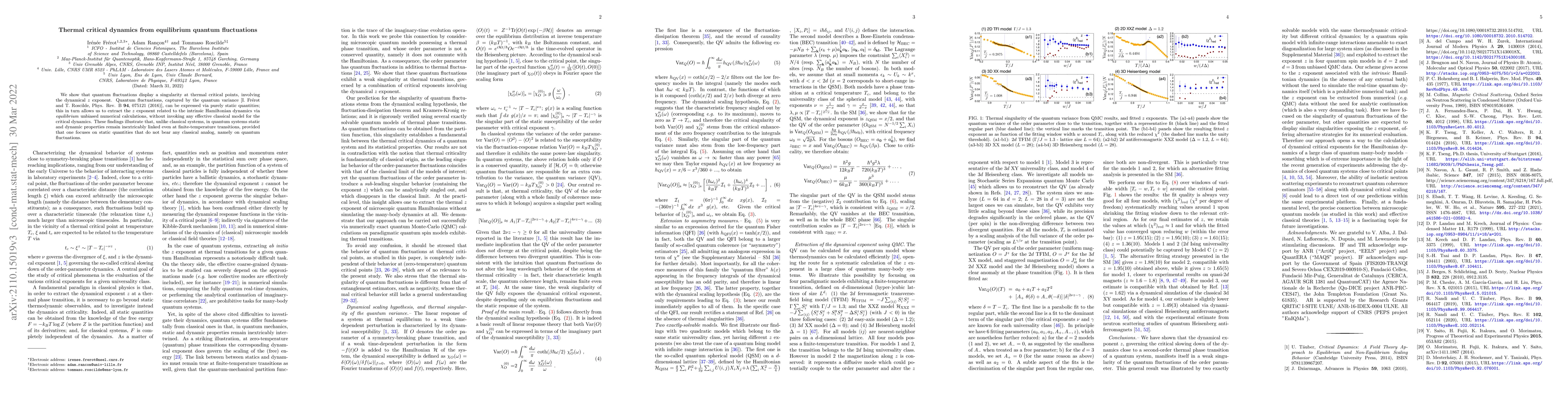 Thumbnail for Thermal critical dynamics from equilibrium quantum fluctuations