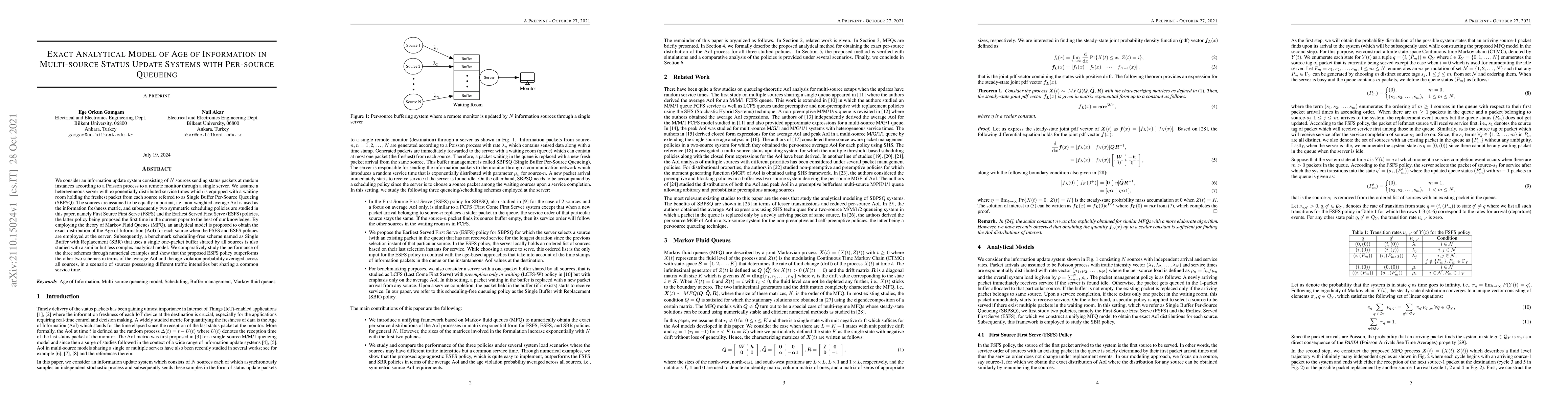 Thumbnail for Exact Analytical Model of Age of Information in Multi-source Status
  Update Systems with Per-source Queueing
