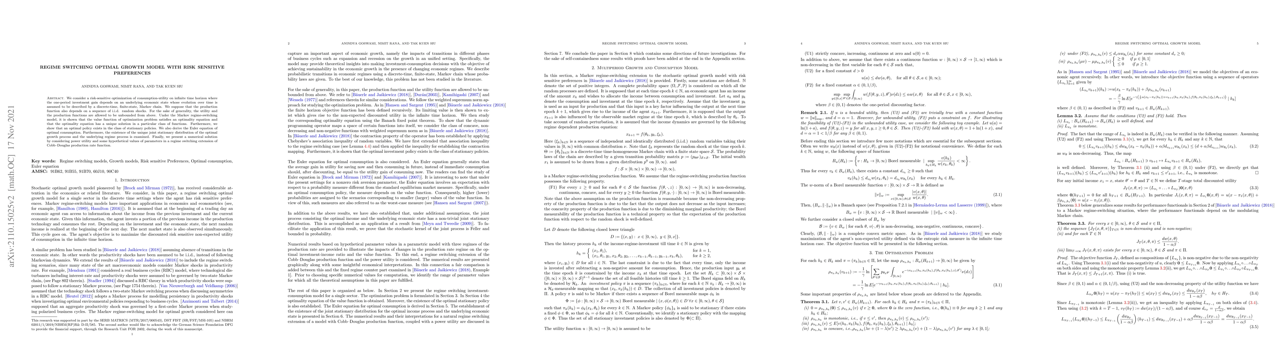 Thumbnail for Regime Switching Optimal Growth Model with Risk Sensitive Preferences