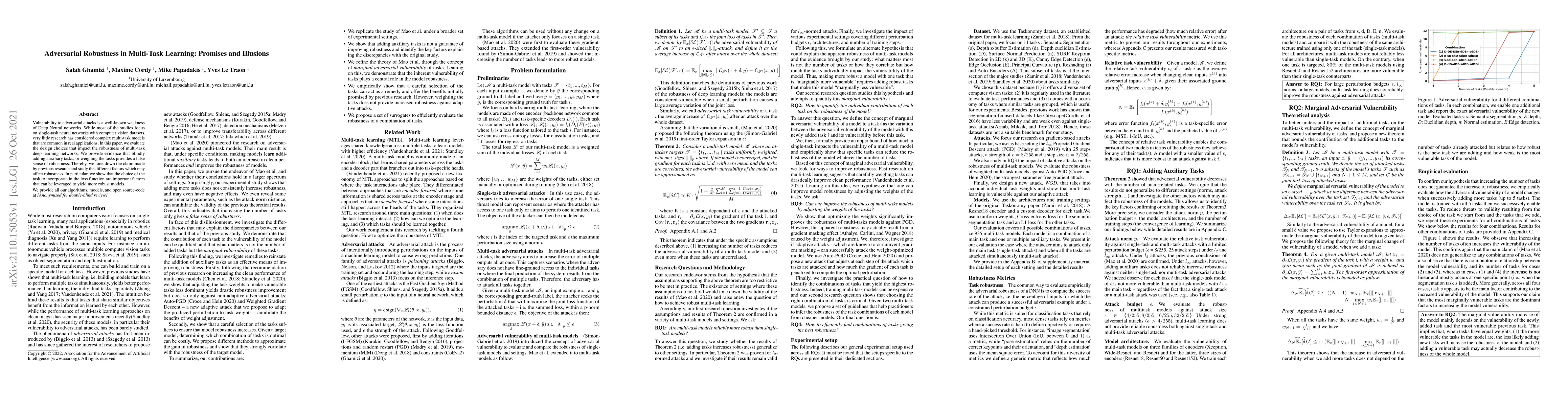 Thumbnail for Adversarial Robustness in Multi-Task Learning: Promises and Illusions