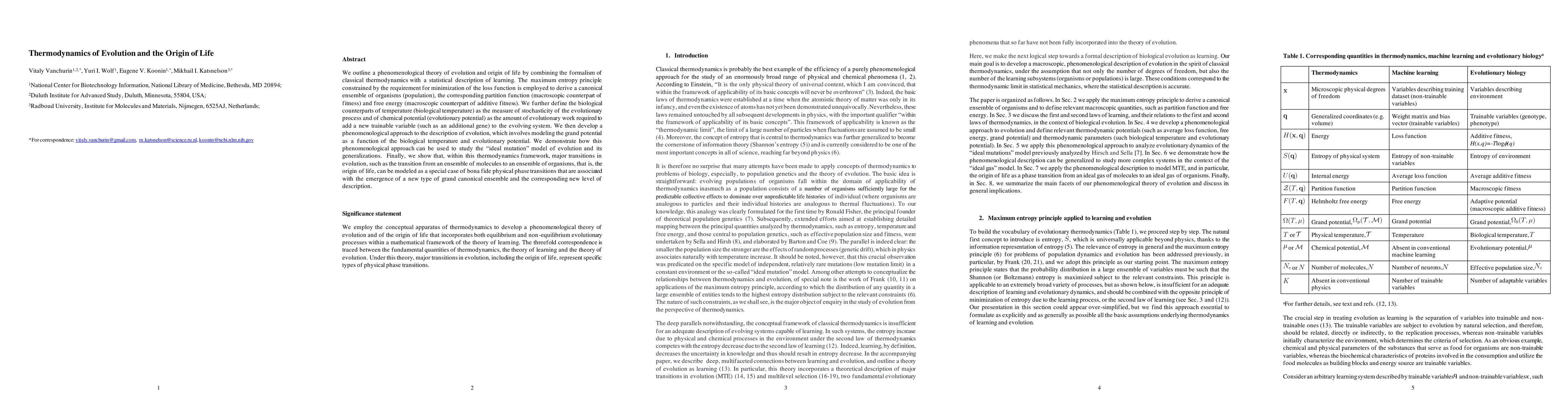 Thumbnail for Thermodynamics of Evolution and the Origin of Life