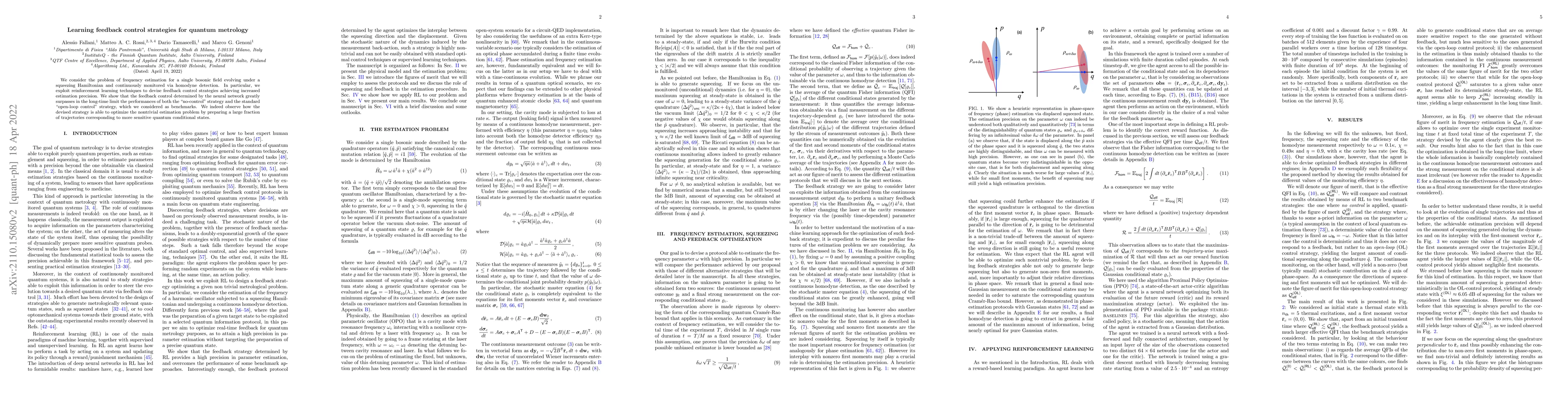 Thumbnail for Learning feedback control strategies for quantum metrology