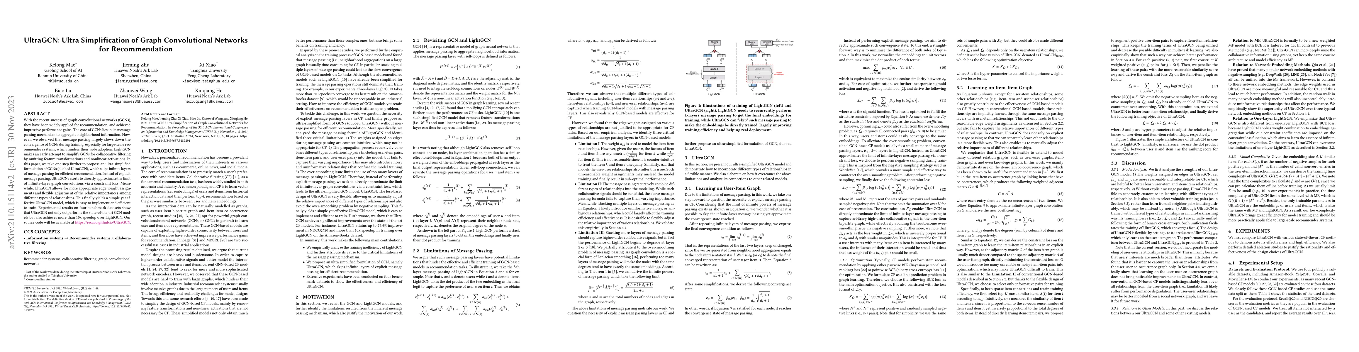 Thumbnail for UltraGCN: Ultra Simplification of Graph Convolutional Networks for
  Recommendation