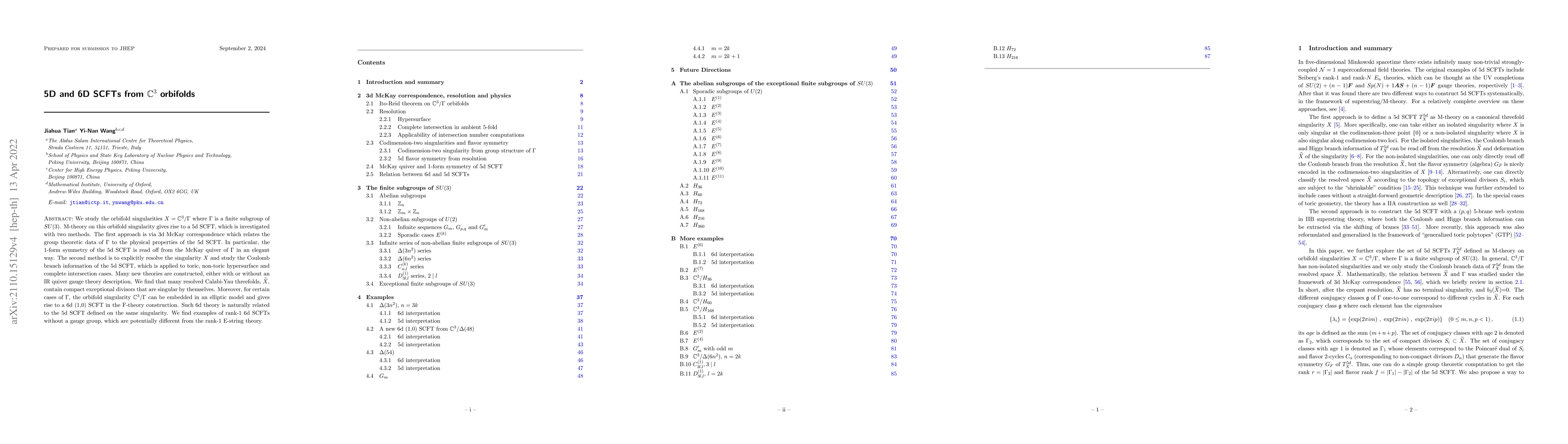 Thumbnail for 5D and 6D SCFTs from $\mathbb{C}^3$ orbifolds