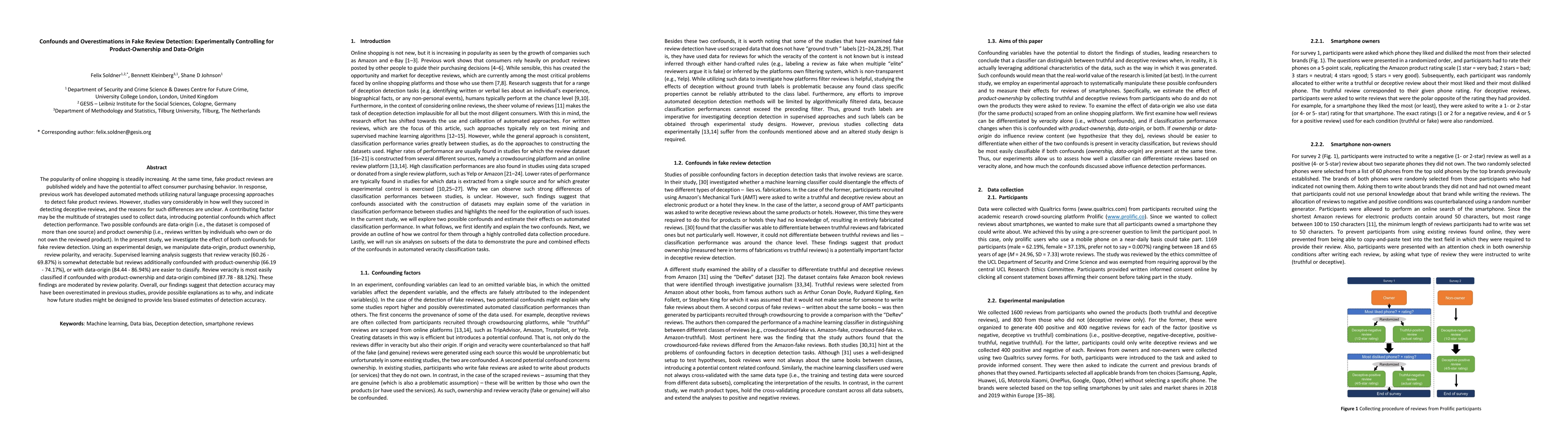 Thumbnail for Confounds and Overestimations in Fake Review Detection: Experimentally
  Controlling for Product-Ownership and Data-Origin