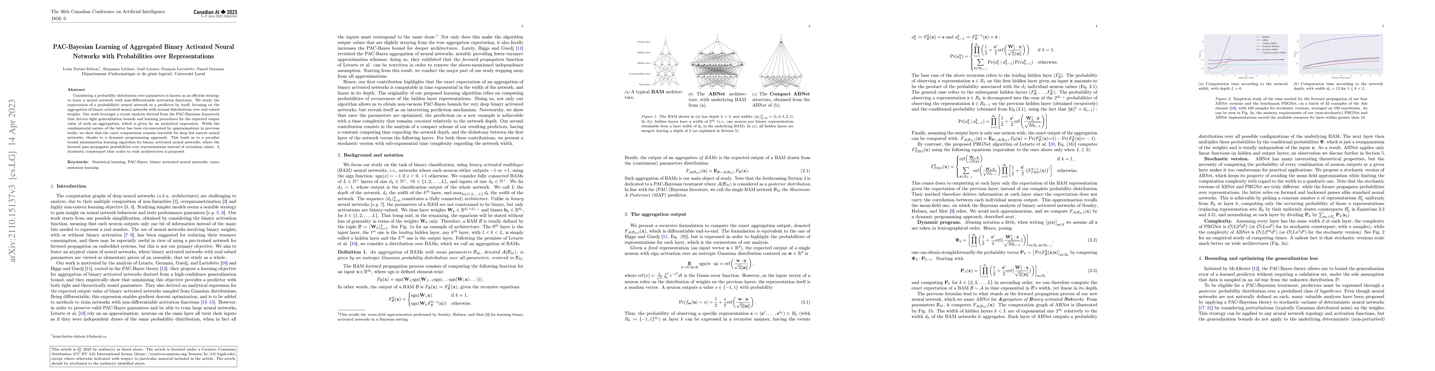 Thumbnail for PAC-Bayesian Learning of Aggregated Binary Activated Neural Networks
  with Probabilities over Representations