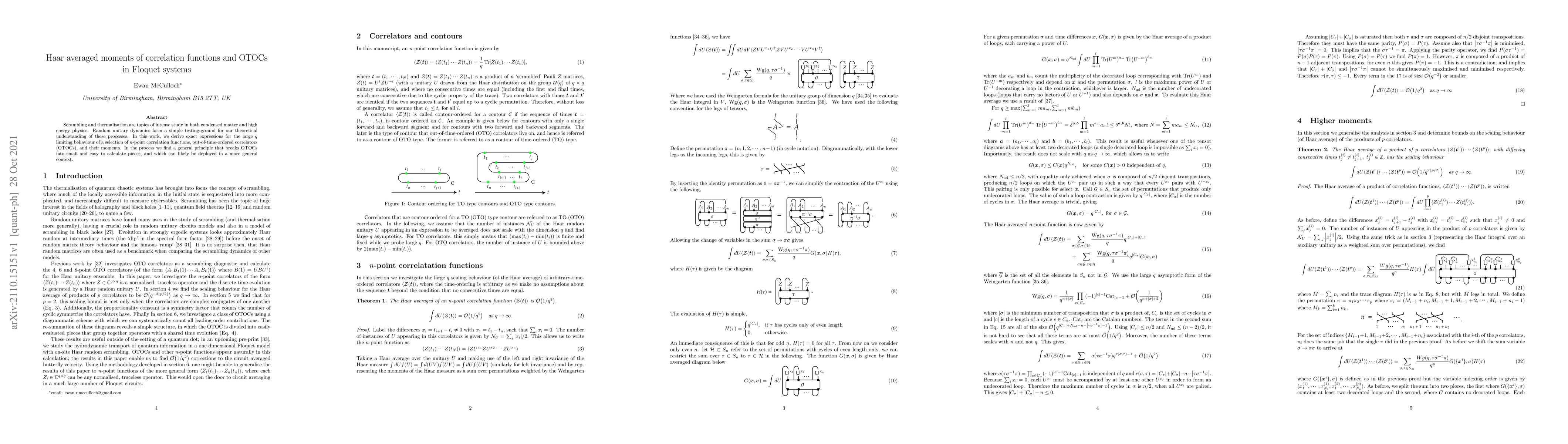 Thumbnail for Haar averaged moments of correlation functions and OTOCs in Floquet
  systems