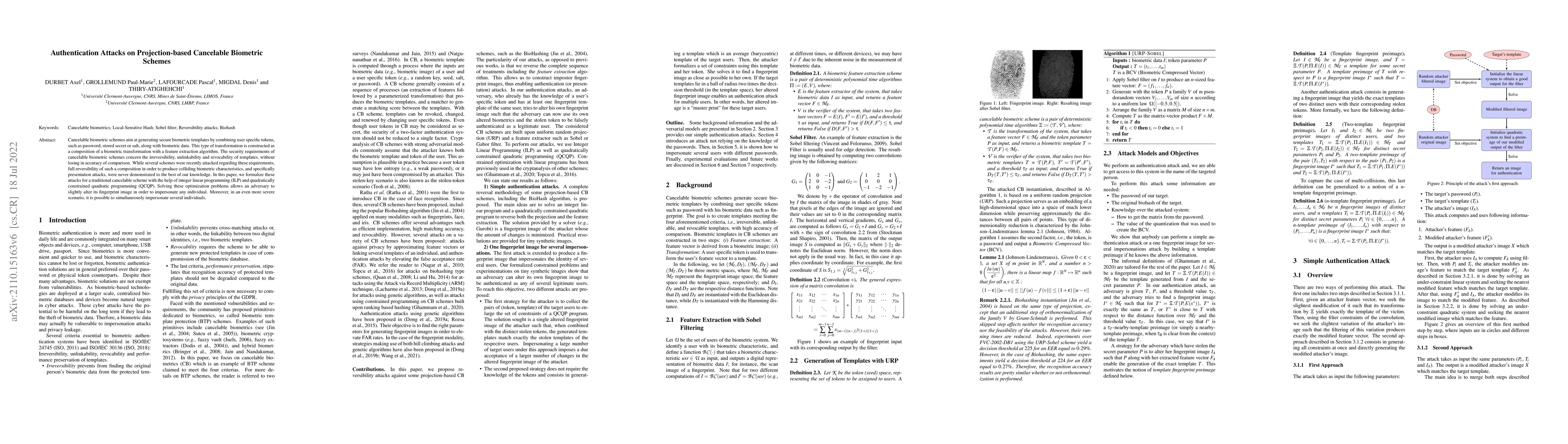 Thumbnail for Authentication Attacks on Projection-based Cancelable Biometric Schemes