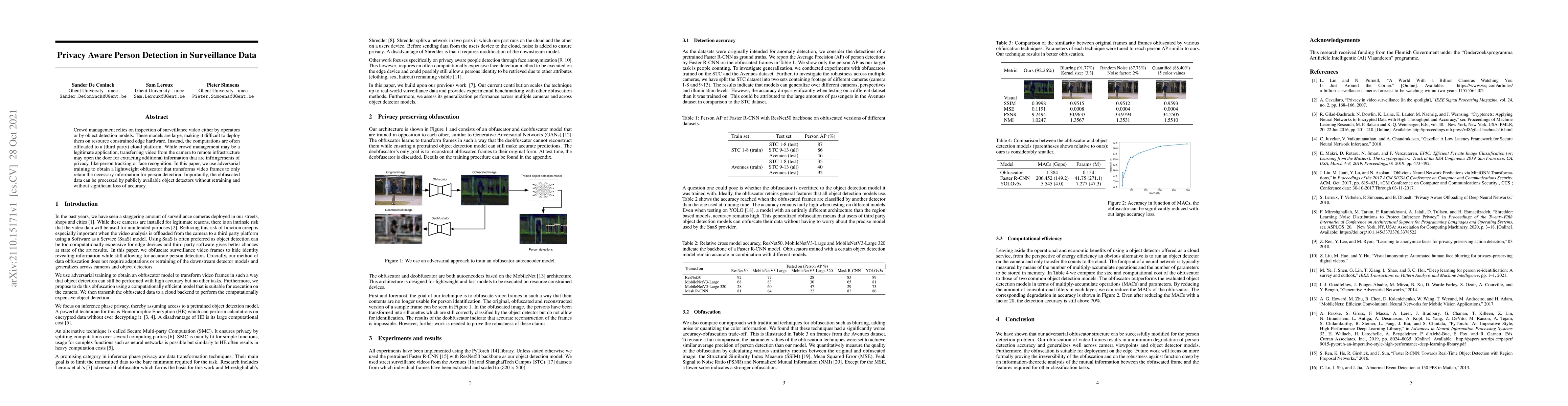 Thumbnail for Privacy Aware Person Detection in Surveillance Data