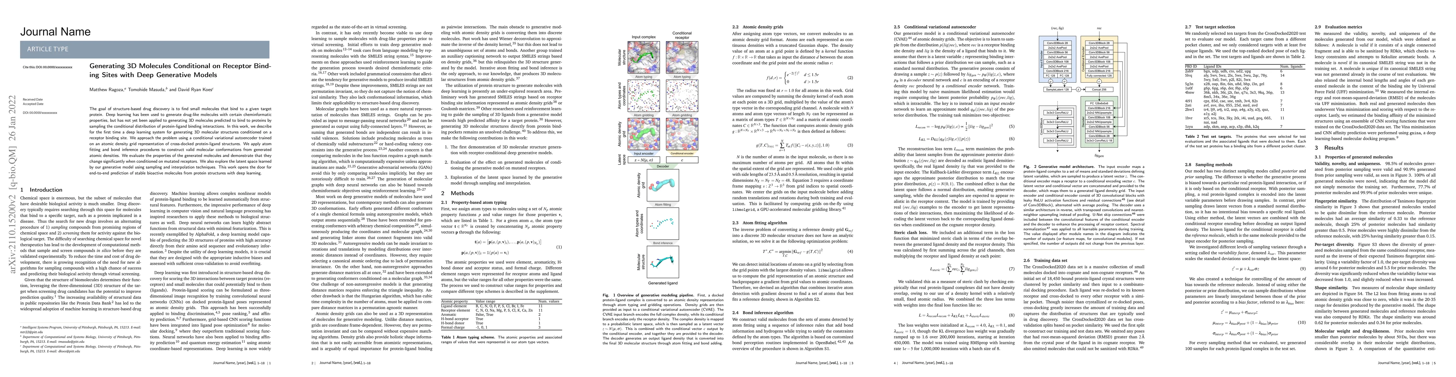 Thumbnail for Generating 3D Molecules Conditional on Receptor Binding Sites with Deep
  Generative Models