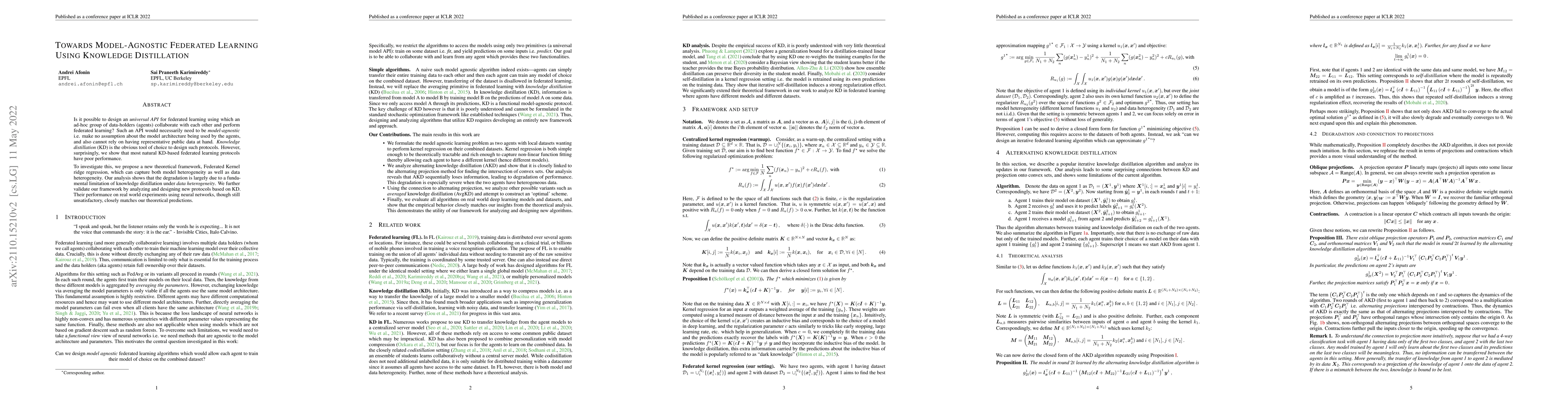 Thumbnail for Towards Model Agnostic Federated Learning Using Knowledge Distillation