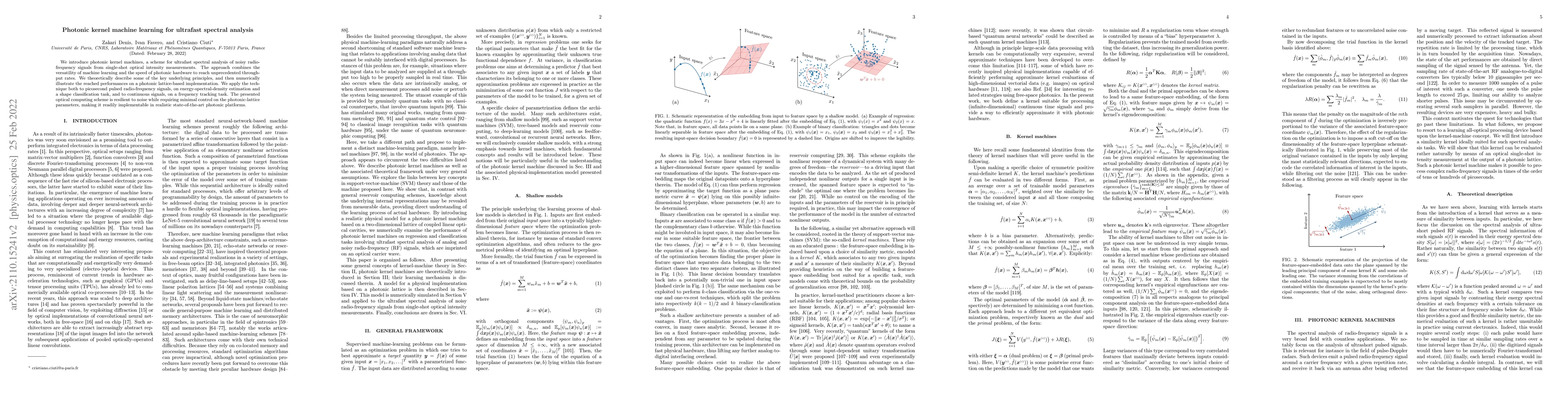 Thumbnail for Photonic kernel machine learning for ultrafast spectral analysis