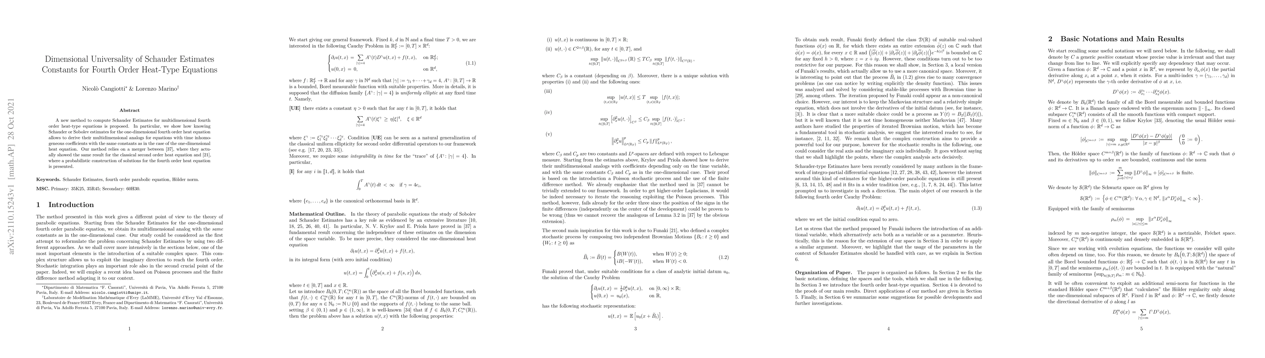 Thumbnail for Dimensional Universality of Schauder Estimates Constants for Fourth
  Order Heat-Type Equations