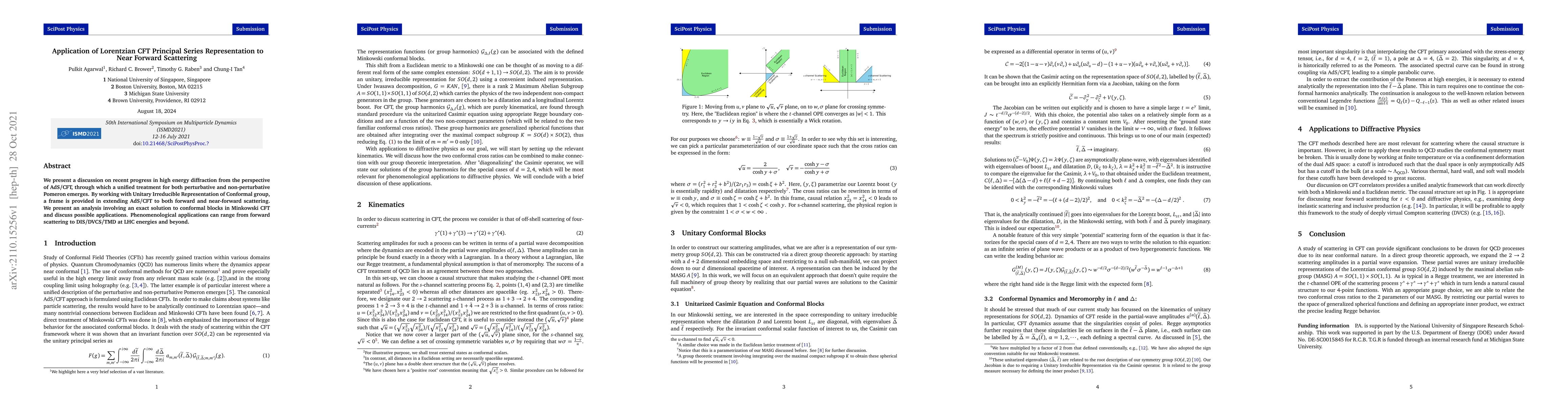 Thumbnail for Application of Lorentzian CFT Principal Series Representation to Near
  Forward Scattering