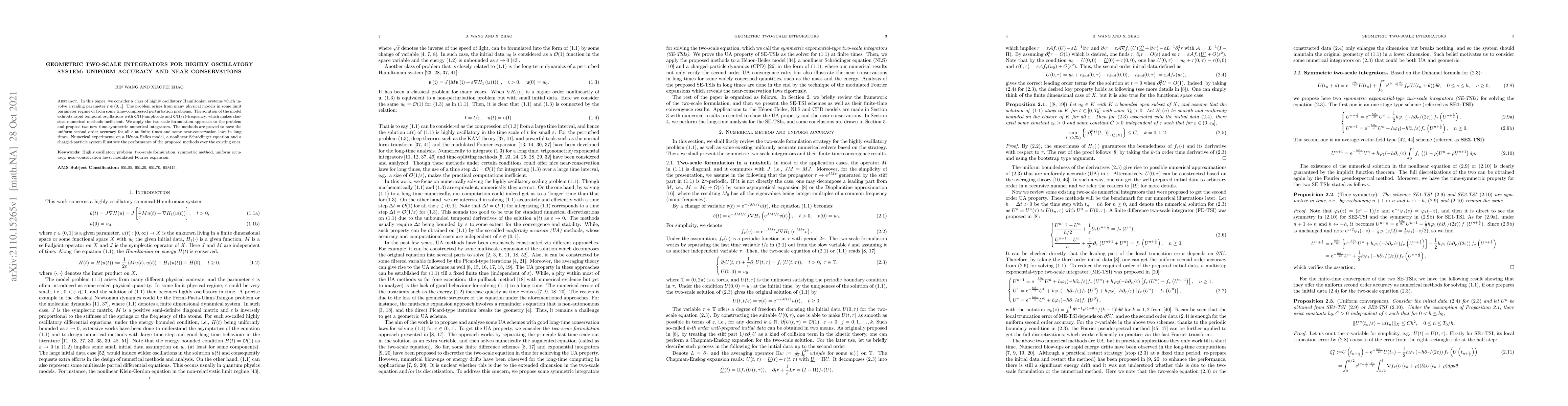 Thumbnail for Geometric two-scale integrators for highly oscillatory system: uniform
  accuracy and near conservations
