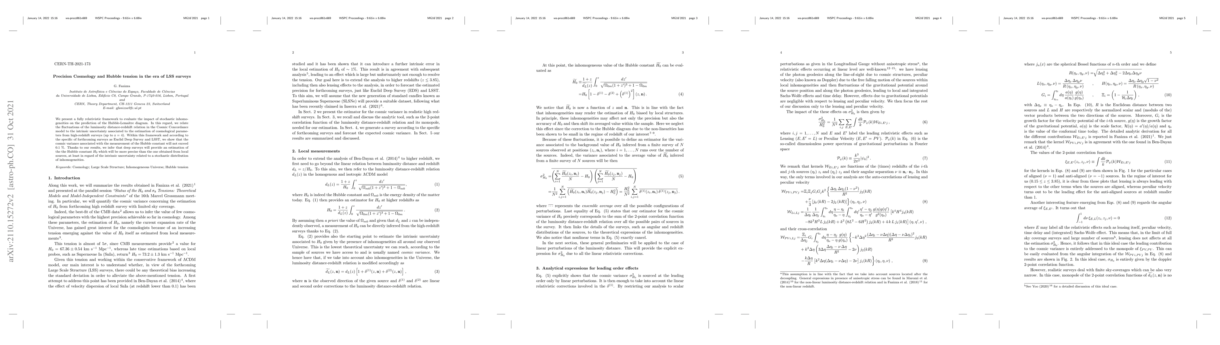 Thumbnail for Precision Cosmology and Hubble tension in the era of LSS surveys
