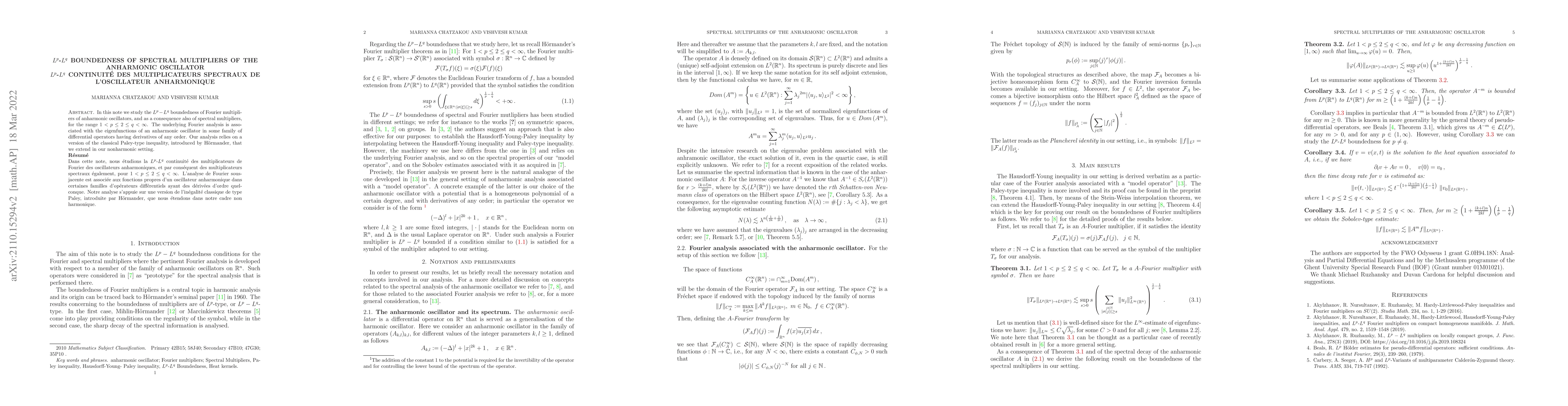 Thumbnail for $L^p$-$L^q$ Boundedness of Spectral Multipliers of the Anharmonic
  Oscillator