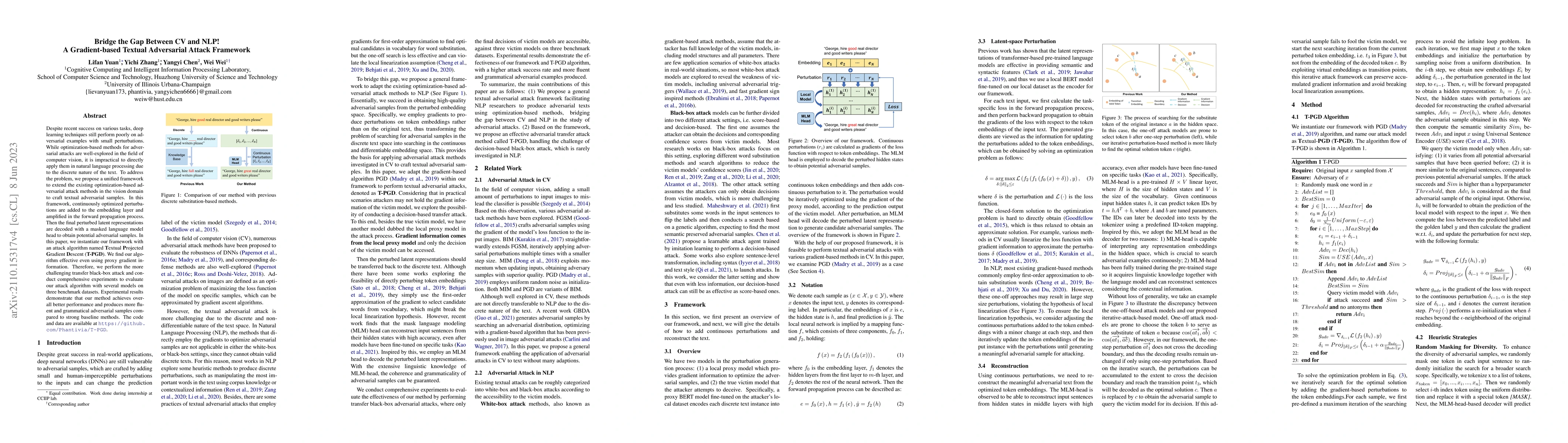 Thumbnail for Bridge the Gap Between CV and NLP! A Gradient-based Textual Adversarial
  Attack Framework