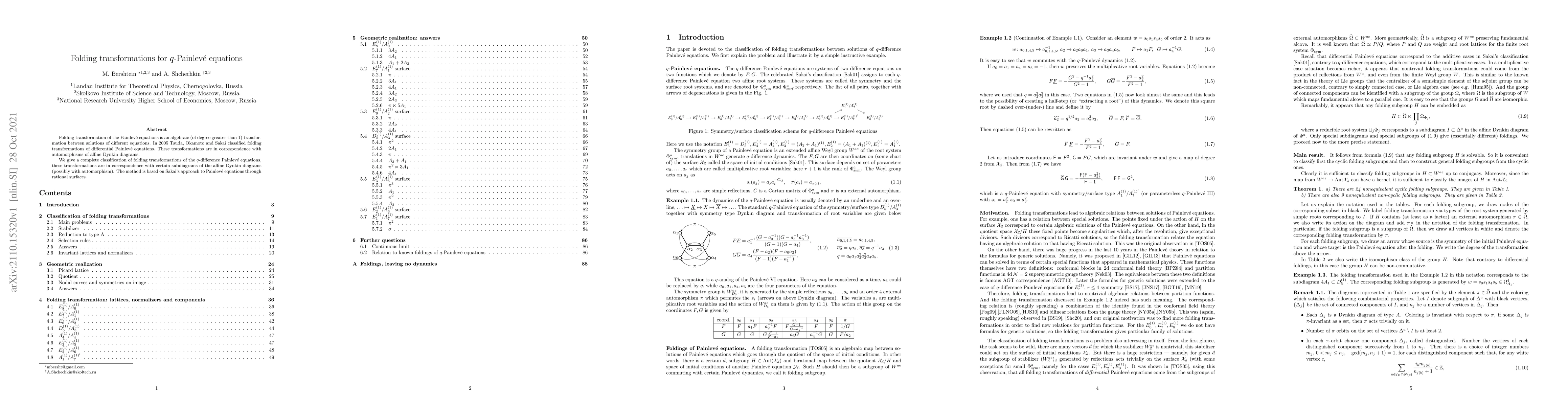 Thumbnail for Folding transformations for q-Painleve equations