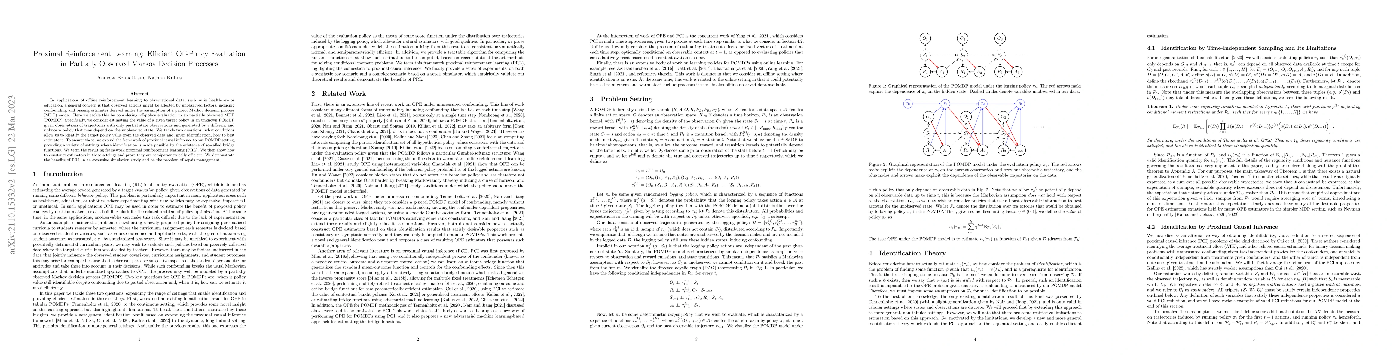 Thumbnail for Proximal Reinforcement Learning: Efficient Off-Policy Evaluation in
  Partially Observed Markov Decision Processes