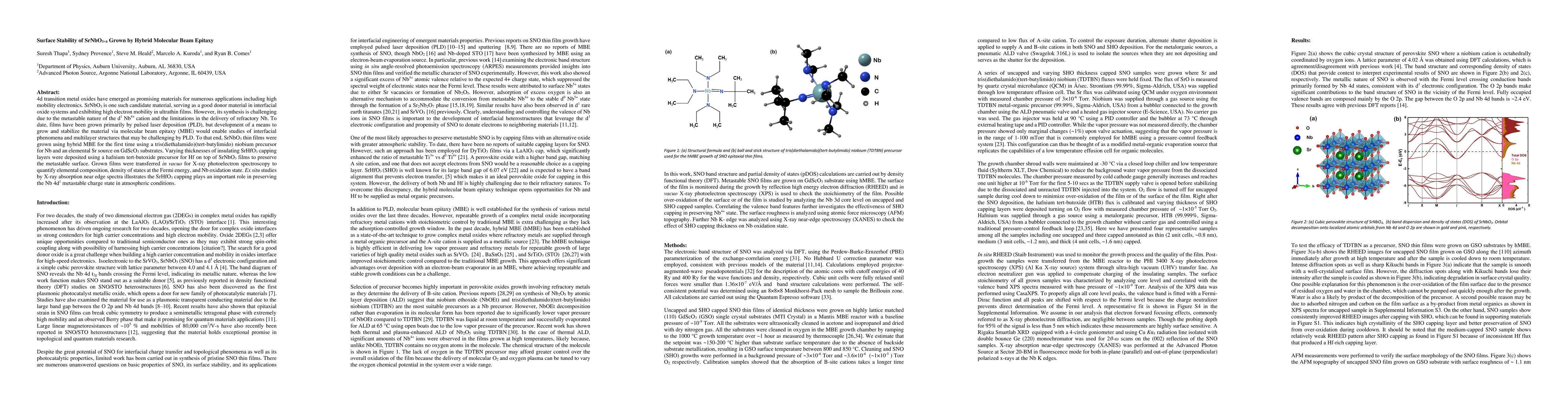Thumbnail for Surface Stability of SrNbO$_{3+{\delta}}$ Grown by Hybrid Molecular Beam
  Epitaxy