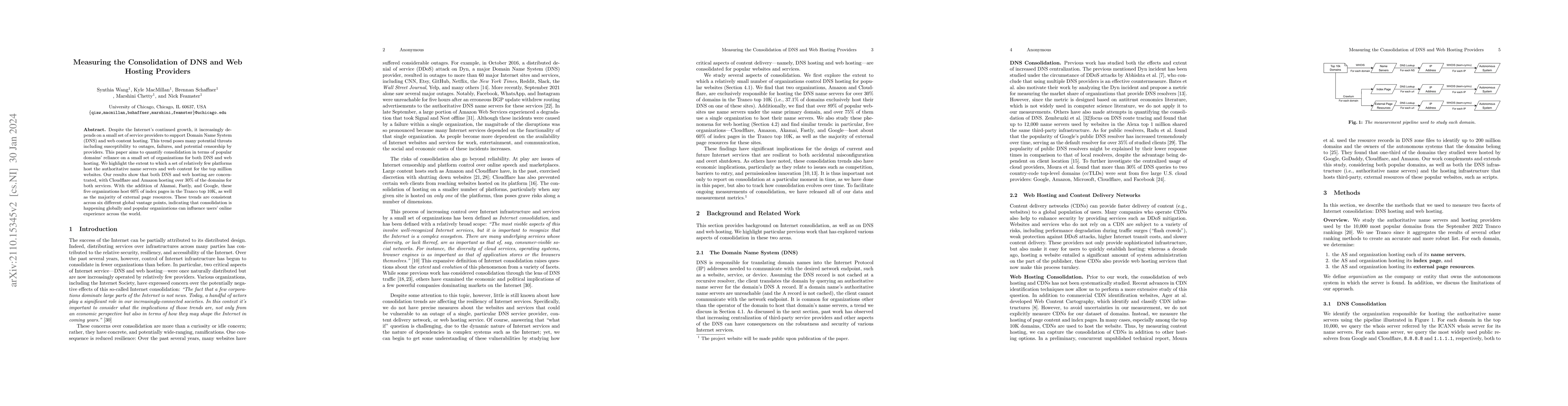 Thumbnail for Measuring the Consolidation of DNS and Web Hosting Providers