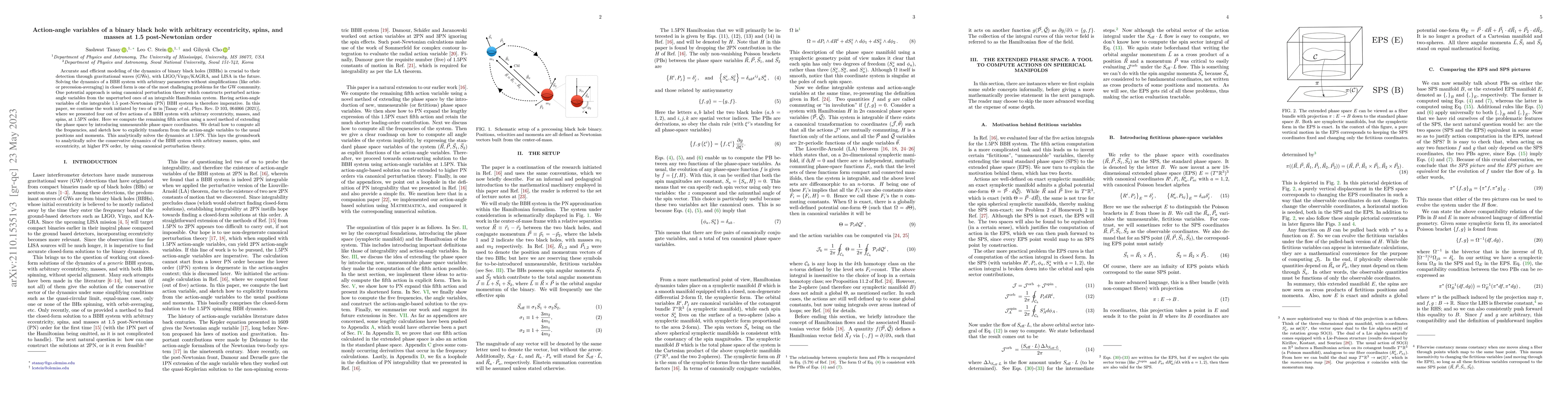 Thumbnail for Action-angle variables of a binary black-hole with arbitrary
  eccentricity, spins, and masses at 1.5 post-Newtonian order