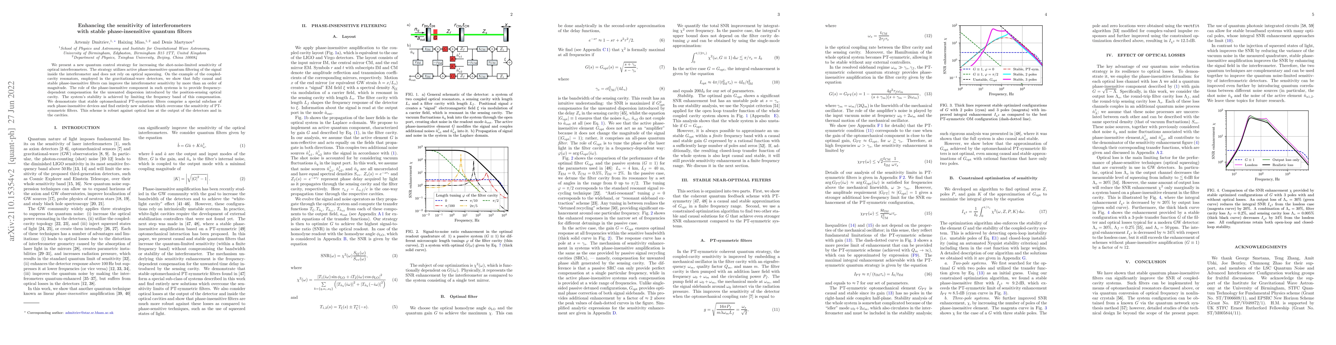 Thumbnail for Enhancing the sensitivity of interferometers with stable
  phase-insensitive quantum filters