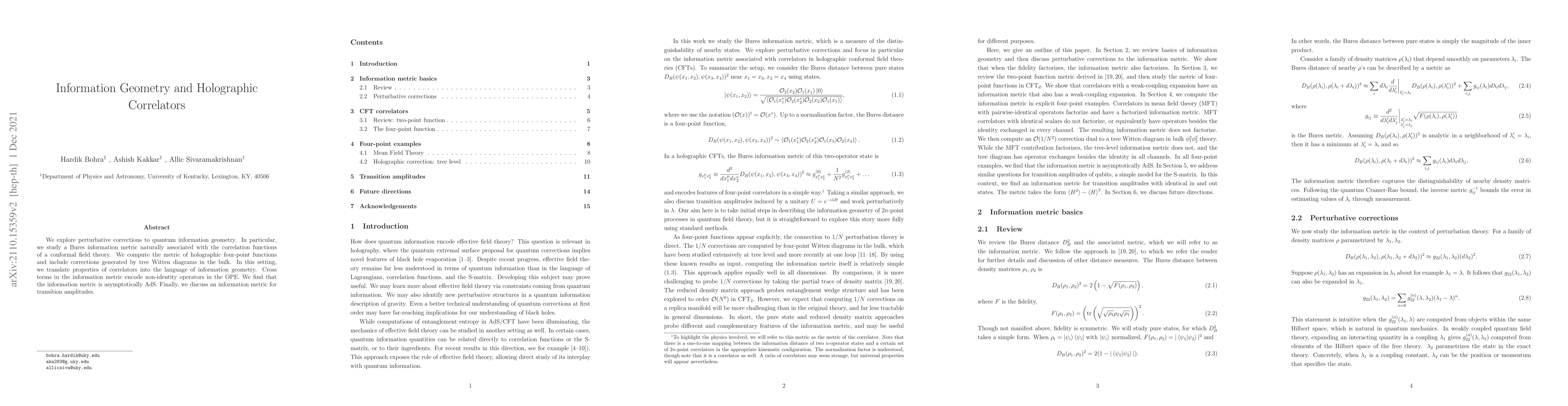 Thumbnail for Information Geometry and Holographic Correlators