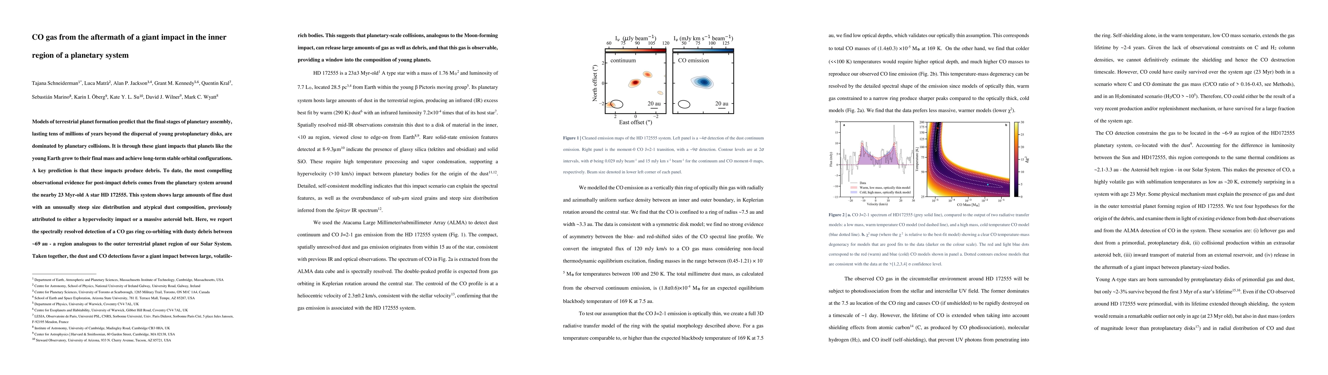 Thumbnail for Carbon monoxide gas produced by a giant impact in the inner region of a
  young system