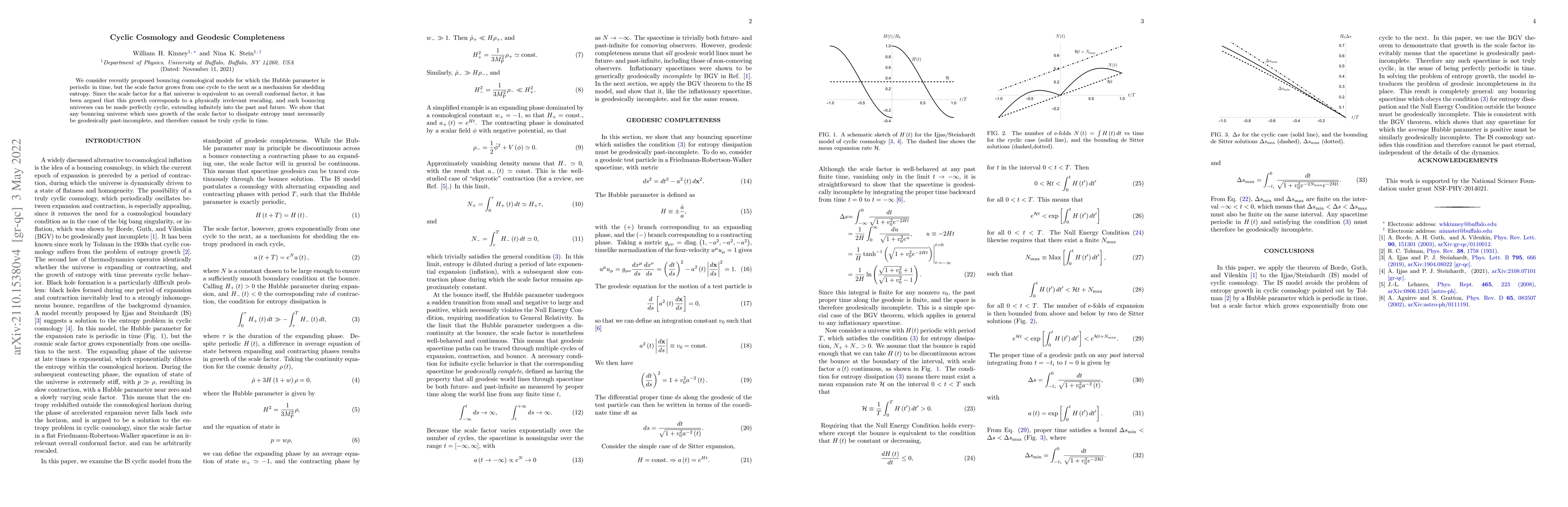 Thumbnail for Cyclic Cosmology and Geodesic Completeness