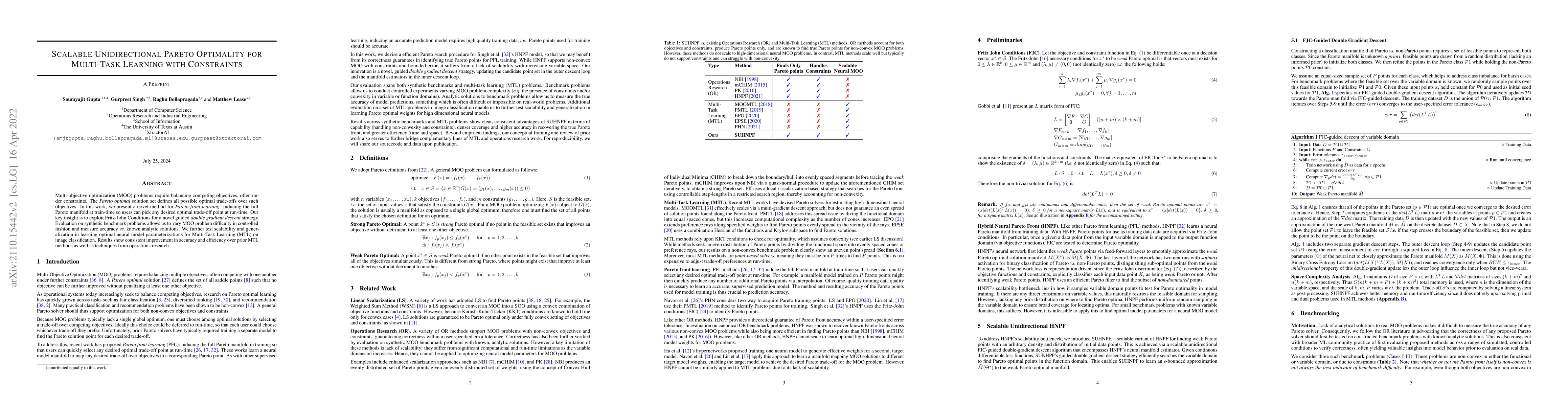 Thumbnail for Scalable Unidirectional Pareto Optimality for Multi-Task Learning with
  Constraints