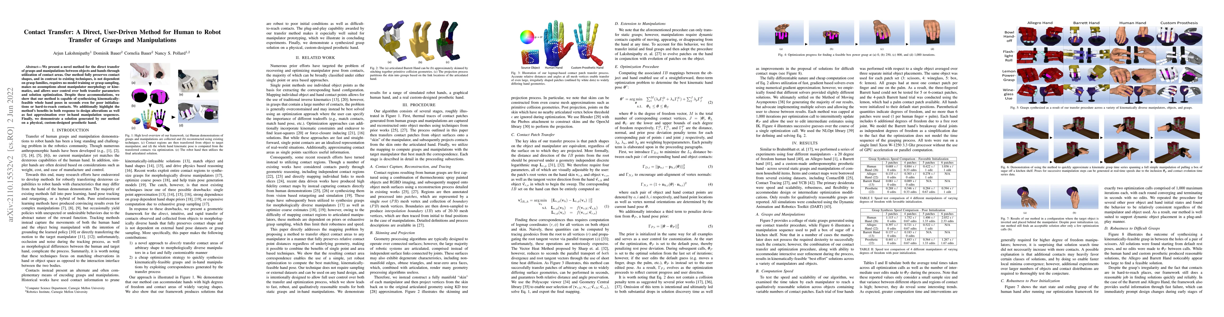 Thumbnail for Contact Transfer: A Direct, User-Driven Method for Human to Robot
  Transfer of Grasps and Manipulations